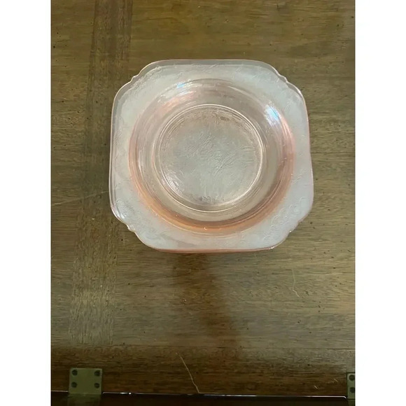 Vintage Pink Depression Glass Open Lace Divided Plate 7.5 Inch Lot of 8 - Picture 6 of 7